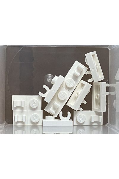 LEGO Custom MOC Aksesusar Plate Modified 1 x 2 in the Middle O Clip White Brick 4 pieces to send