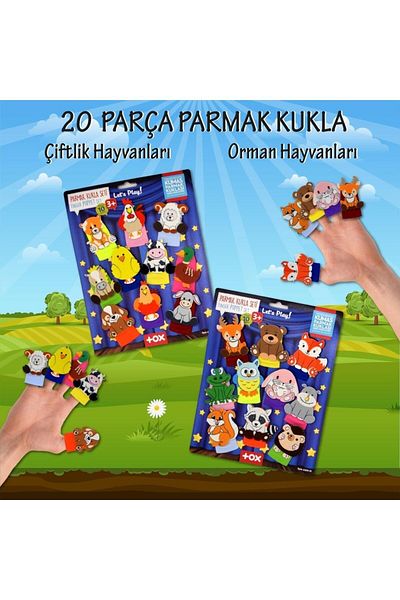 Tox 2 Set - 20 Pieces Tox Forest and Farm Animals Finger Puppet T218 T220