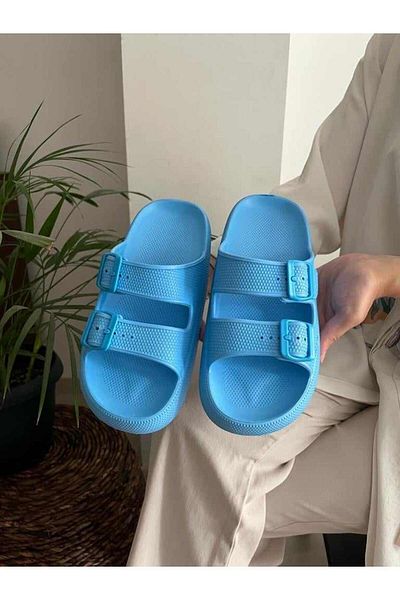 Behtah Kundura Banda dublă unisex, moale, groasă, talpă anti-alunecare, soelite, plajă, piscină, grădină, mare, papuci de zi cu zi