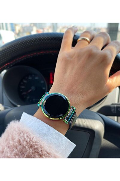 ÇENÇEN Kadın Taşlı Çelik Dijital Led Dokunmatik Kol Saati