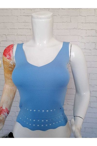 anne moda ankara Decolteu în V, șase ajurate tricotaje de calitate 1 tricotate 50% bumbac 50% acril, crop