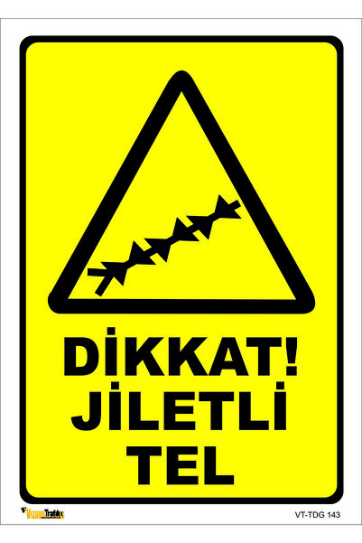 vizyon trafik Dikkat Jiletli Tel 50x70 Cm Galvaniz Saç 0,4 Mm