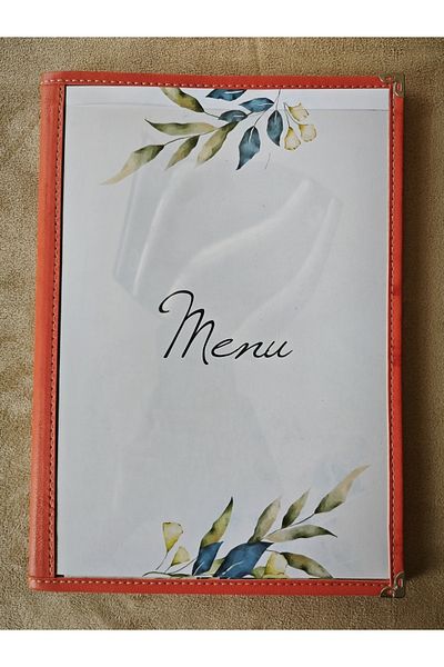 ankara menü (1 piece ] Leather Binding A4 4 Sheets 8 Page Capacity Transparent, PVC, Acetate Menu Case