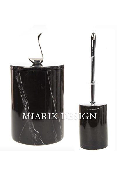 MIARIK DESIGN & DEKORASYON DEKORATİF MERMER ÇÖP KOVASI VE TUVALET FIRÇASI
