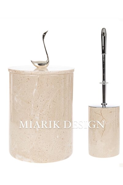 MIARIK DESIGN & DEKORASYON DEKORATİF MERMER ÇÖP KOVASI VE TUVALET FIRÇASI