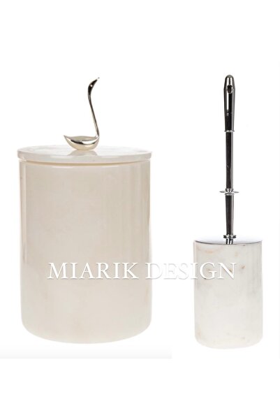 MIARIK DESIGN & DEKORASYON DEKORATİF MERMER ÇÖP KOVASI VE TUVALET FIRÇASI