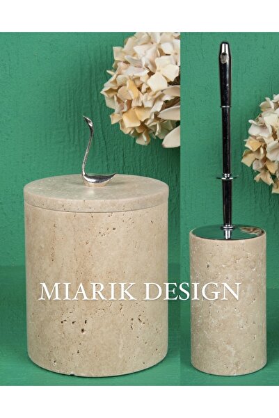 MIARIK DESIGN & DEKORASYON DEKORATİF MERMER ÇÖP KOVASI VE TUVALET FIRÇASI
