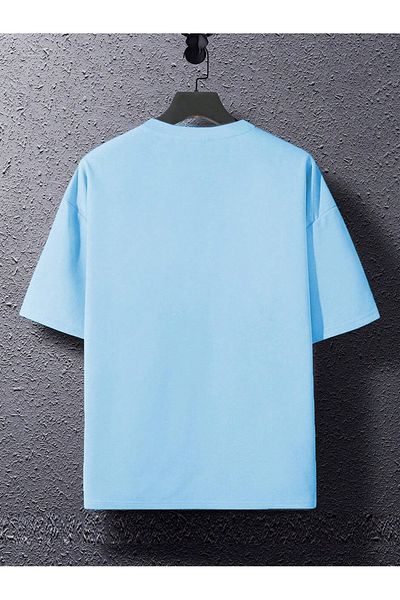 Black Sokak Ανδρικό μπλουζάκι Blacksokak Baby Blue Dreamer με στάμπα Oversize με λαιμόκοψη