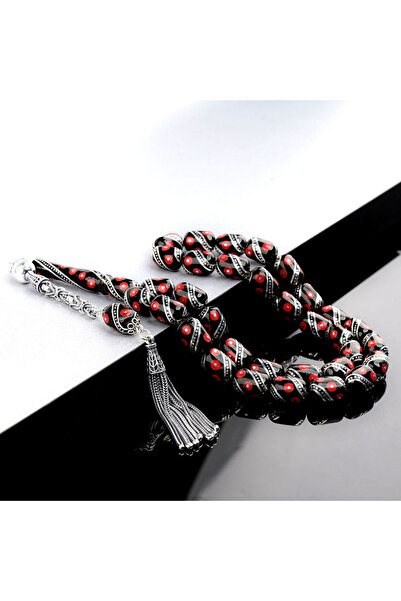 USTATESBİH KAPSUL KESİMMERCAN VE ÇEŞMİ BÜLBÜL GÜMÜŞ İŞLEMELİ 925 AYAR GÜMÜŞ PÜSKÜL ERZURUM OLTU TESBİH