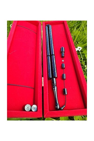 USTATESBİH Özel Işçilikli Kumpaslı Sitem Püsküllü Kesme Oltu Taşı Tesbih 6-11 mm