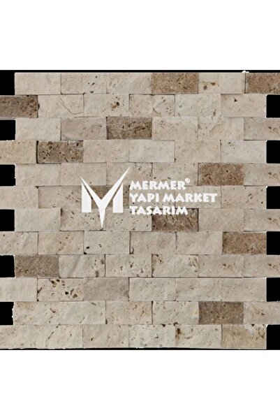 MYM Mermer Yapı Market Tasarım İkili Mix Traverten Patlatma Mozaik