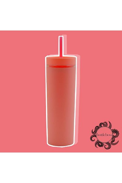 BottleBoss Double Layer Leak Proof Lid Cup Flask with Straw 480 Ml Pink