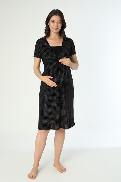 Miss Dünya Lissa Black Maternity and Maternity Nightgown Set