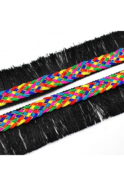 Turgut Brode Indian Business Knitted Stripe Multicolor Black with Tassels