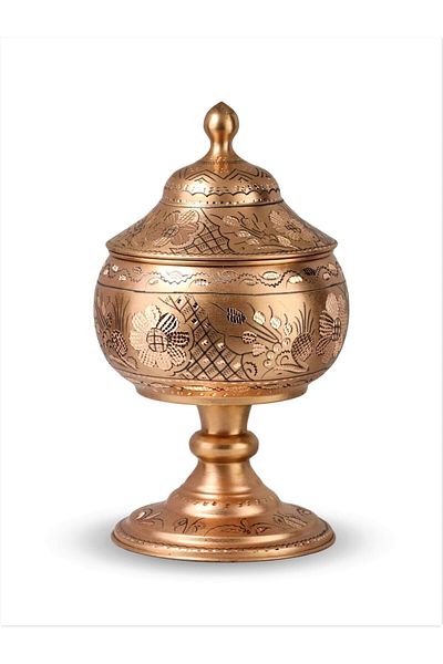 MORYA وعاء سكرية نحاسي كبير بقاعدة زهرة الورد مقاس 17 سم