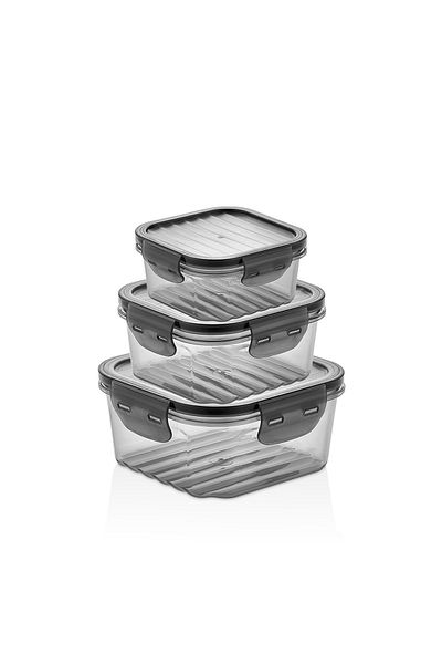 Qlüx Quick Full Vacuum Locked Leak Proof Storage Container Set 3 Pieces 1400Ml.-800Ml.-400Ml