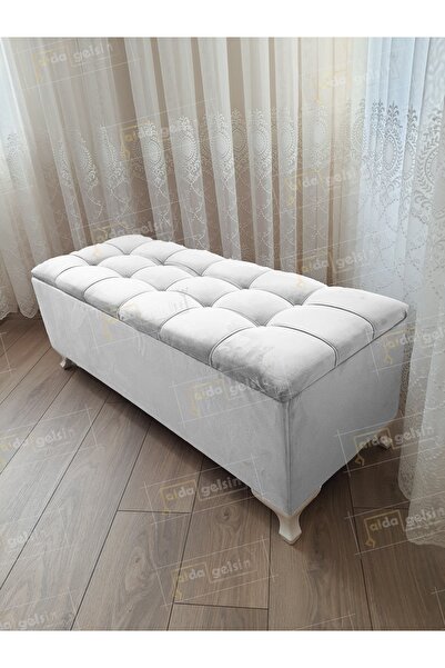 aldagelsin Yeni Model Lüks Çizgi Kapitoneli Sandıklı Puf Bench 100 Cm