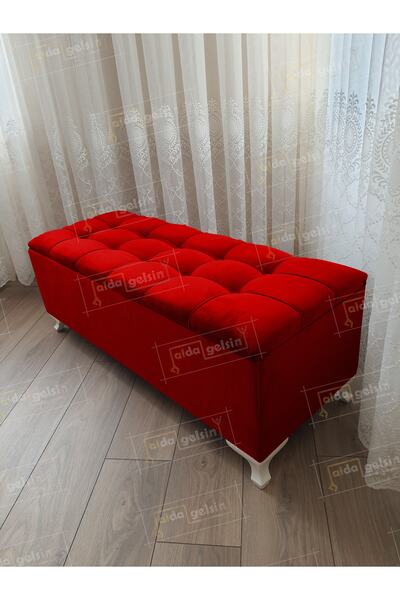 aldagelsin Yeni Model Lüks Çizgi Kapitoneli Sandıklı Puf Bench 110 Cm