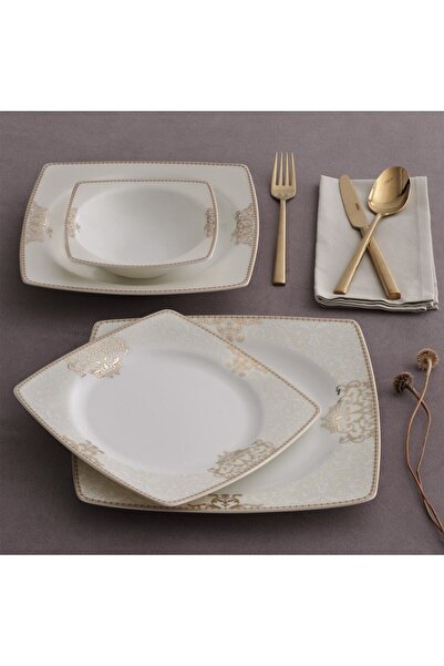 Güral Porselen Caroline Gold 62 Parça Bone Porselen Yemek Takımı Gbscr85kyt84...