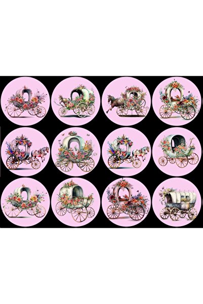 TELLGRAF Floral Horse Carriage Sticker Set (4x4 cm 24 pieces10