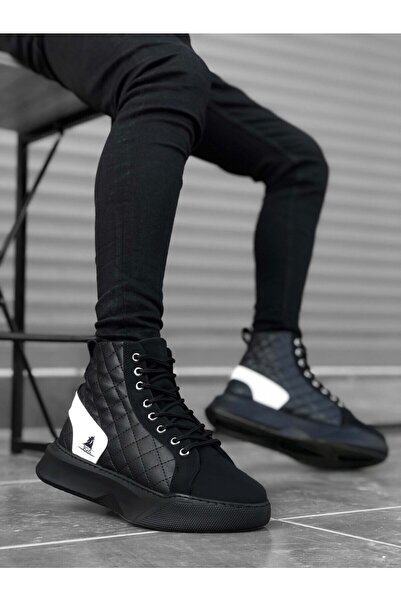 ZMMODA Чоловічі спортивні черевики на високій підошві з шнурівкою - чорно-білі BA0159