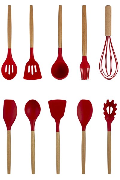 Cook With Love Ahşap Saplı Silikon Servis Seti