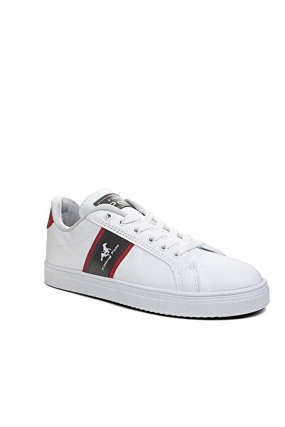 BOUIS Чоловічі біло-червоні щоденні шнуровані кросівки зі штучної шкіри, з м'якою підошвою, зручні спортивні кросівки