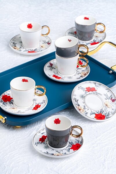 ACAR طقم بلوم مكون من 6 فناجين قهوة بورسلين