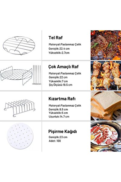 Yui Xiaomi, Philips, Karaca, Arzum, Tefal, Kumtel - XXL 9 inch Air Fryer 12 Pieces SPare Parts Set