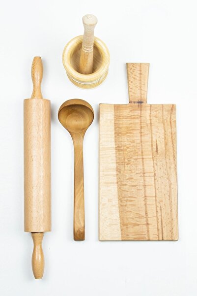 Woomod Wooden Mortar, Turning Roller, Ladle and Spoon (SET OF 4)-6