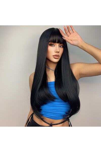 Fenomen Peruk Μαύρη ίσια μοντέλο περούκας Vip Perçemli