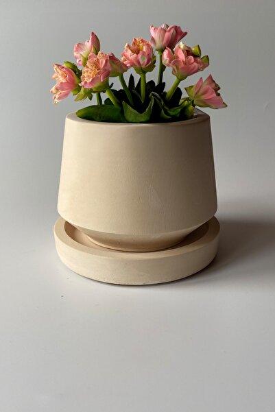 sin istanbul Saksı Ve Saksı Altlığı Seti Bej