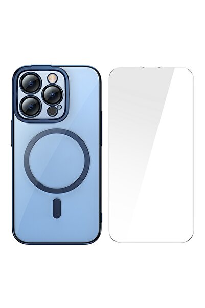 Ally iPhone 14 Pro Max 6.7 Uyumlu Magsafe Silikon Kılıf + Tempered Ekran Koru...