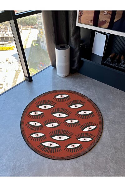 Rugs Modern Halı Brick Color Eye Theme Woven Base Round Carpet Mira 1417