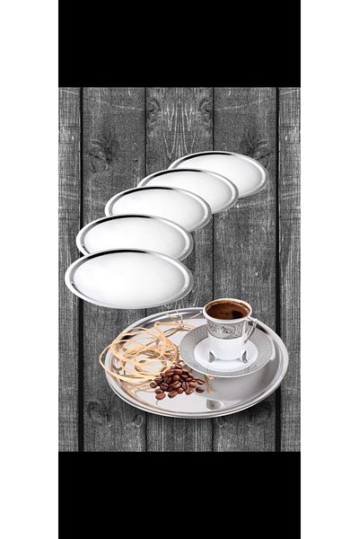 BİMOTE 6 pieces luxury 21.5 cm silver presentation tray stainless steel