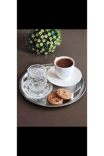 BİMOTE 6 pieces luxury 21.5 cm silver presentation tray stainless steel
