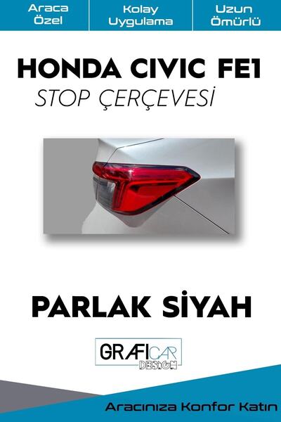 GRAFİCAR Honda Civic Fe1 Stop Çerçevesi Sticker - Kolay Uygulama - Uzun Ömürl...