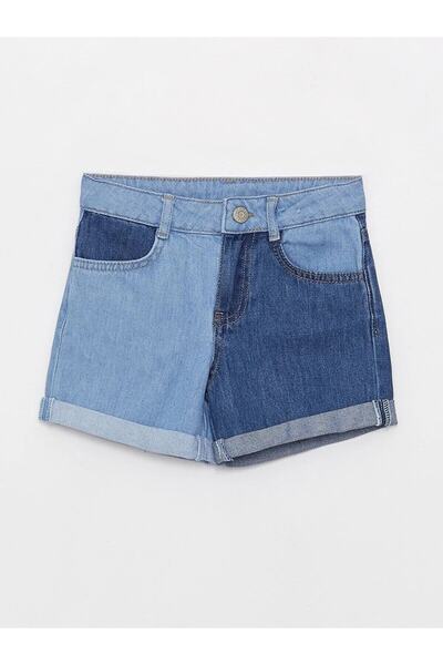 LC Waikiki Color Blocked Girl's Jean Shorts