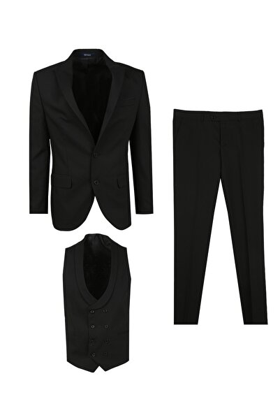 SÜVARİ Süvari Normal Bel Slim Fit Siyah Erkek Takım Elbise TK1020000257