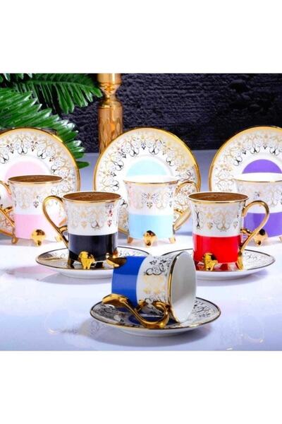 Kosova 12 Parça Gold Ayaklı Kahve Fincan Takımı