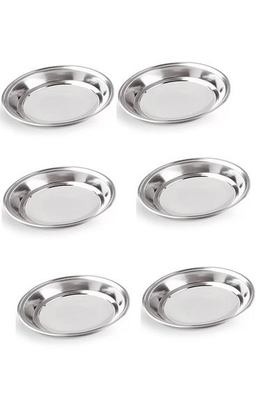 BİODATA 6 Pieces Stainless Steel Dinner Plate 15cm Lifetime Use