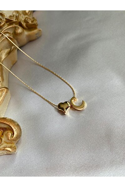 Asia by Leuvoié Altın Kaplama Kalpli C Harfli Kolye