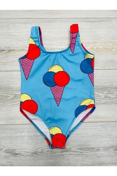 UmBaby Girl's Ice Cream Pattern Digital Printed Sea Pool Swimsuit
