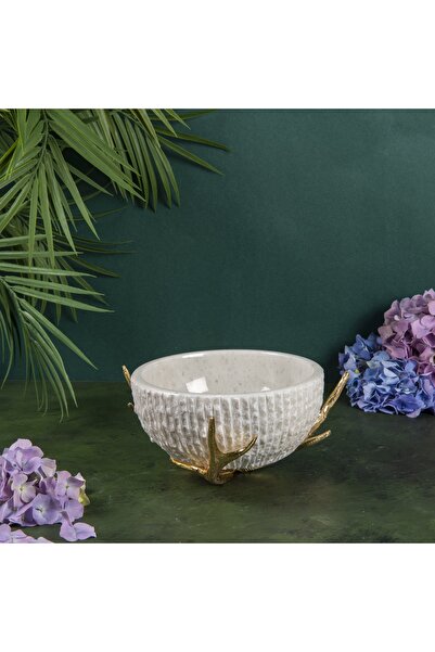 MIARIK DESIGN & DEKORASYON Dekoratif Boynuz Ayaklı Mermer Kase