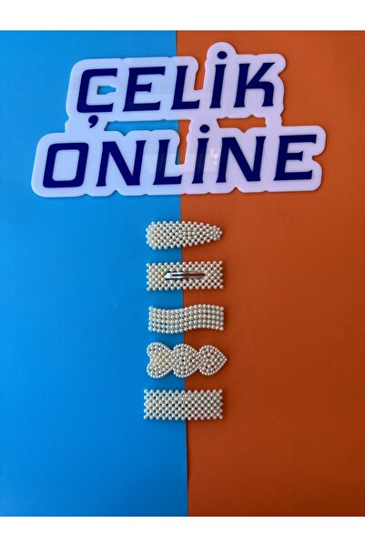 ÇELİKONLİNE Ženski set od 5 komada perličnih kopči za kosu sa bočnim kopčama