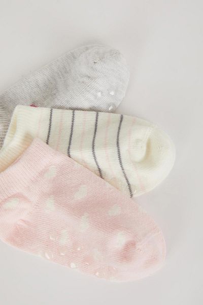 DeFacto Baby Girl Non-Slip Sole 3-Piece Cotton Long Socks A1476A5Ns