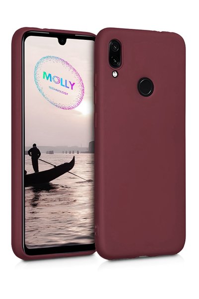 Molly Technology Xiaomi Redmi Note 7 İçin Kırmızı Erik Mat Silikon Kılıf