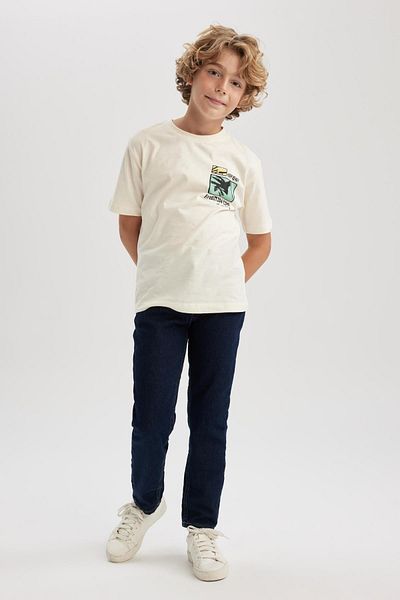 DeFacto Boy's Crew Neck Printed Short Sleeve T-Shirt B1348a823hs