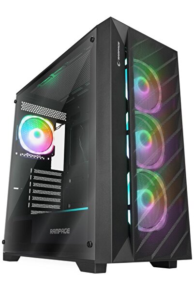 Rampage PRIME Mesh+Temperli Cam 4*ARGB Fan+Hub E-ATX Gaming Oyuncu Kasası