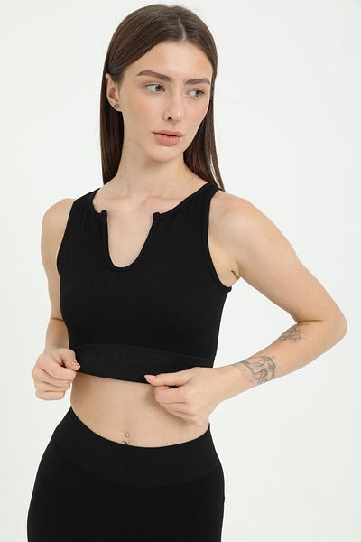 FOREVER MORE Women's Strap Ribbed Crop Top Bustier Written